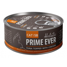 Prime Ever 5B Тунец с цыпленком с желе влажный корм для кошек жестяная банка 0,08 кг