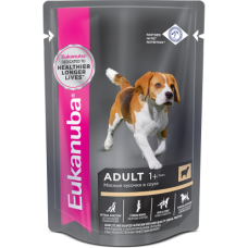 EUK DOG Полноценное и сбалансированное питание с ягненком в соусе для взрослых собак всех пород,100 Г,24 ПАУЧА В УПАКОВКЕ