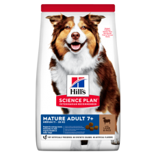 Hill's  для собак средних пород 7+ старшего возраста с ягненком и рисом 12кг