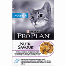 PRO PLAN Housecat для кошек живущих дома нежные кусочки с индейкой в желе 85гр 