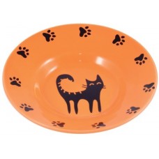 Керамик Арт миска керамическая-блюдце для кошек 140 мл оранжевая